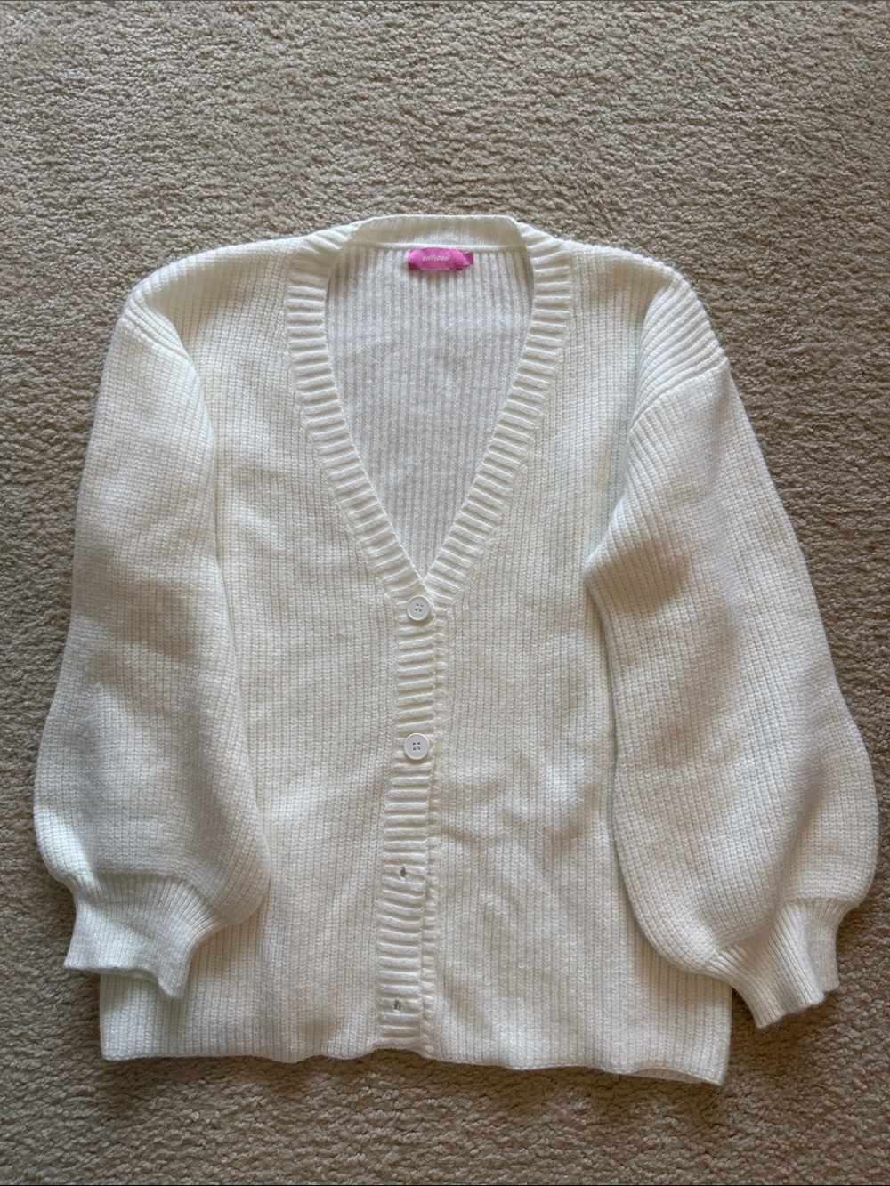 Edikted Cream V-Neck Button Front Cardigan